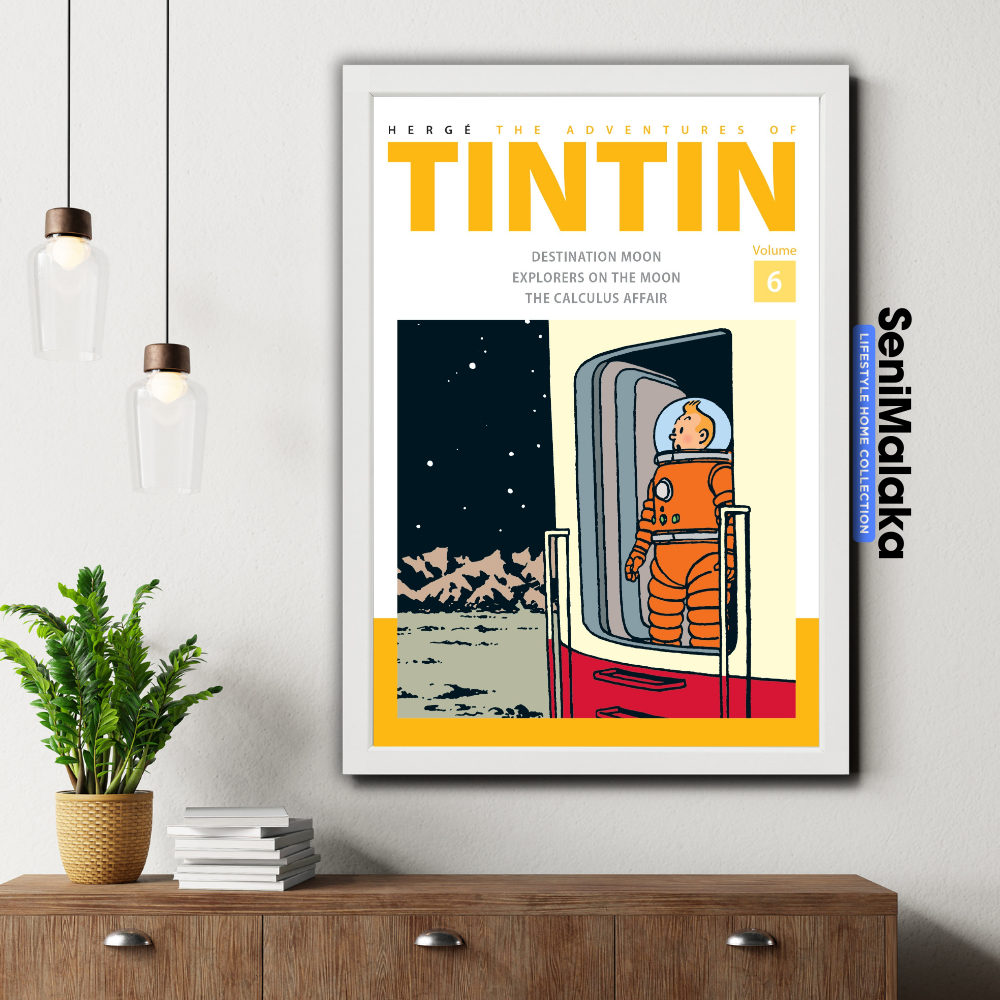 Poster TINTIN THE ADVENTURE Frame Kayu Premium Jumbo A2