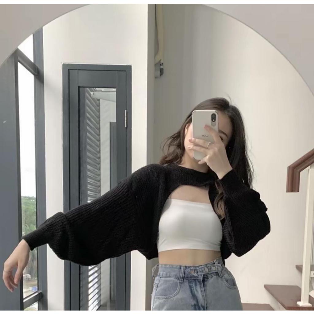 Toply shop cardigan rajut crop top korea style  / outer rajut kekinian