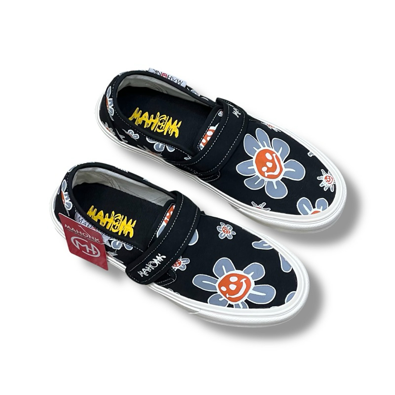 SEPATU MAHONK - Sepatu Slip On Velcro Rambanan Black || Sepatu Sneakers Casual Original Brand Lokal