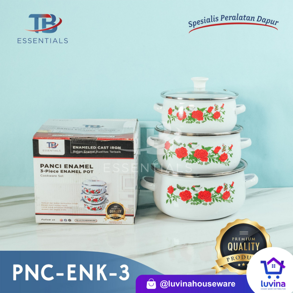 PNC-ENK-3 PANCI TUTUP KACA SUSUN 3 ENAMEL / PANCI SAYUR