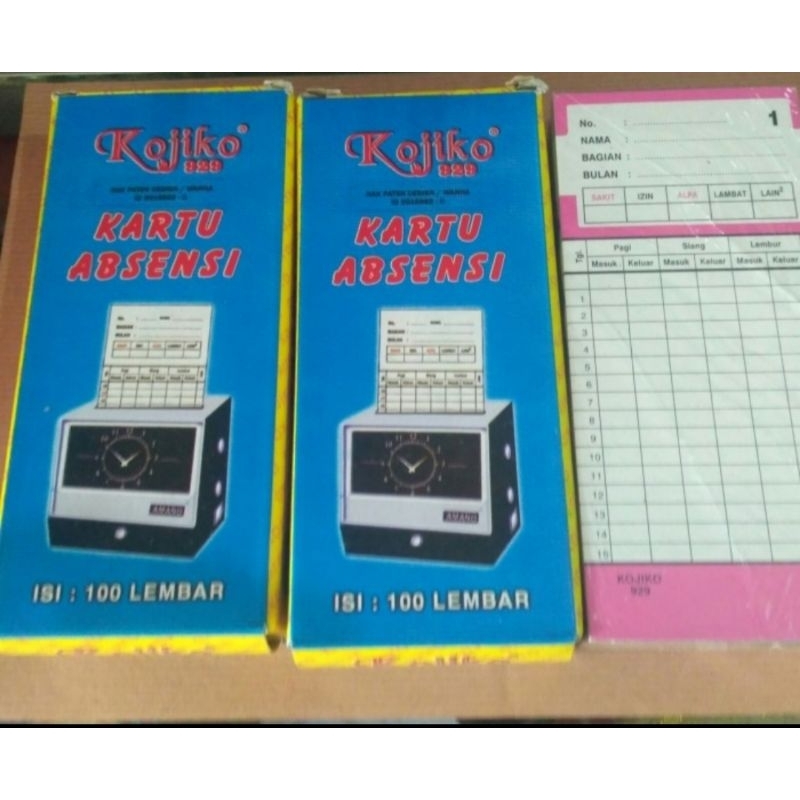 

Kartu Absen Kojiko 929 Box Kuning / 929 Box Pink - Pack isi 100 Sheets.