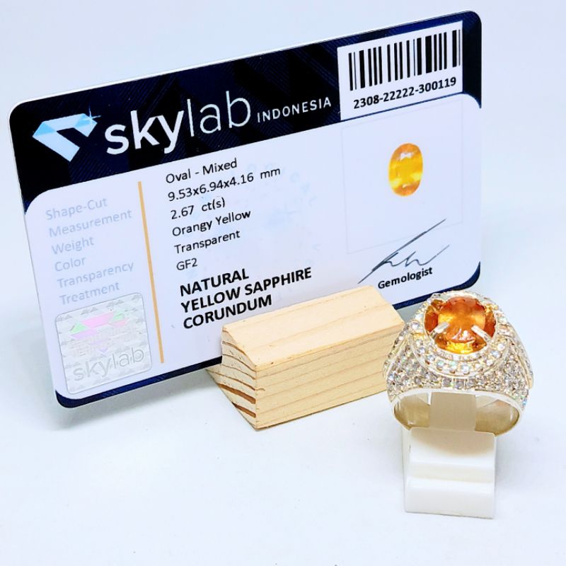 Cincin PERAK Natural Yellow Safir + Memo