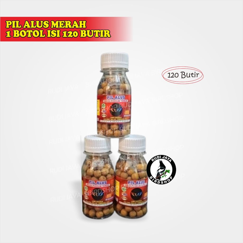 PIL ALUS MERAH 1 BOTOL 120 BUTIR JAMU VITAMIN BURUNG MERPATI KOLONG MEJAAN TOMPRANG BALAP