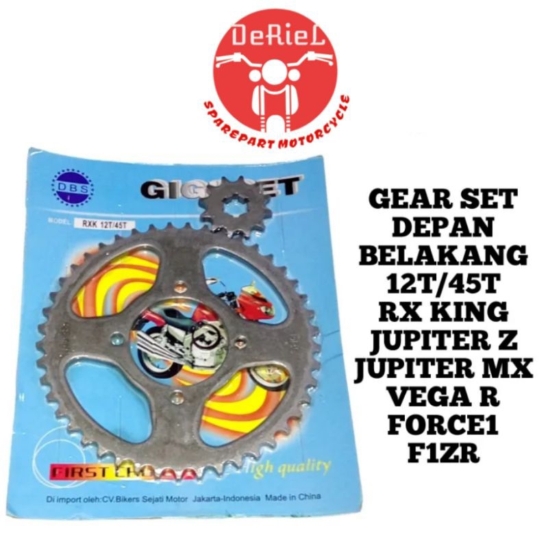 GEAR GIR SET DEPAN BELAKANG RX KING 45T