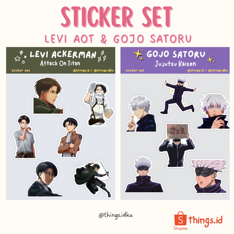 

Stiker Aesthetic Gojo satoru Jujutsu Kaisen & Levi Ackerman Attack On Titan