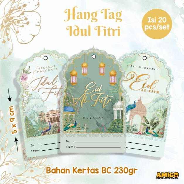 HangTag Lebaran Idul Fitri 2025 Hang Tag Label Kado Parcel Hampers Lebaran Custom Nama Toko Tag Kado
