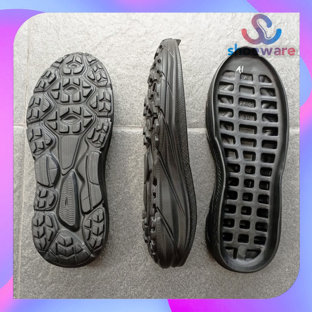 Outsole Sepatu Sport Running Trail Shape Phylon Sol Terbaru Size 39-43 Hitam dan putih