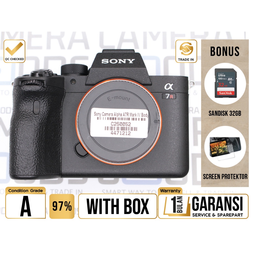 Sony Alpha A7R IV Body Only Full Frame Camera - Grade A - C250052 Kamera Digital Mirrorless Used Sec