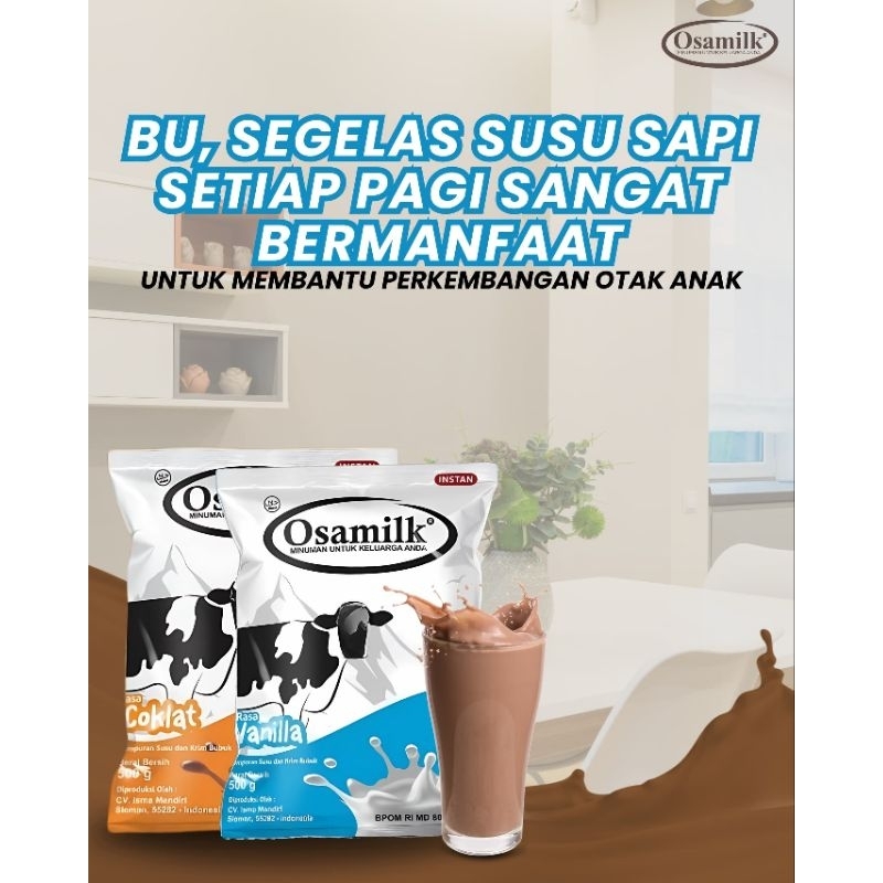 

Susu Sapi Bubuk Osamilk rasa coklat 500gr BPOM