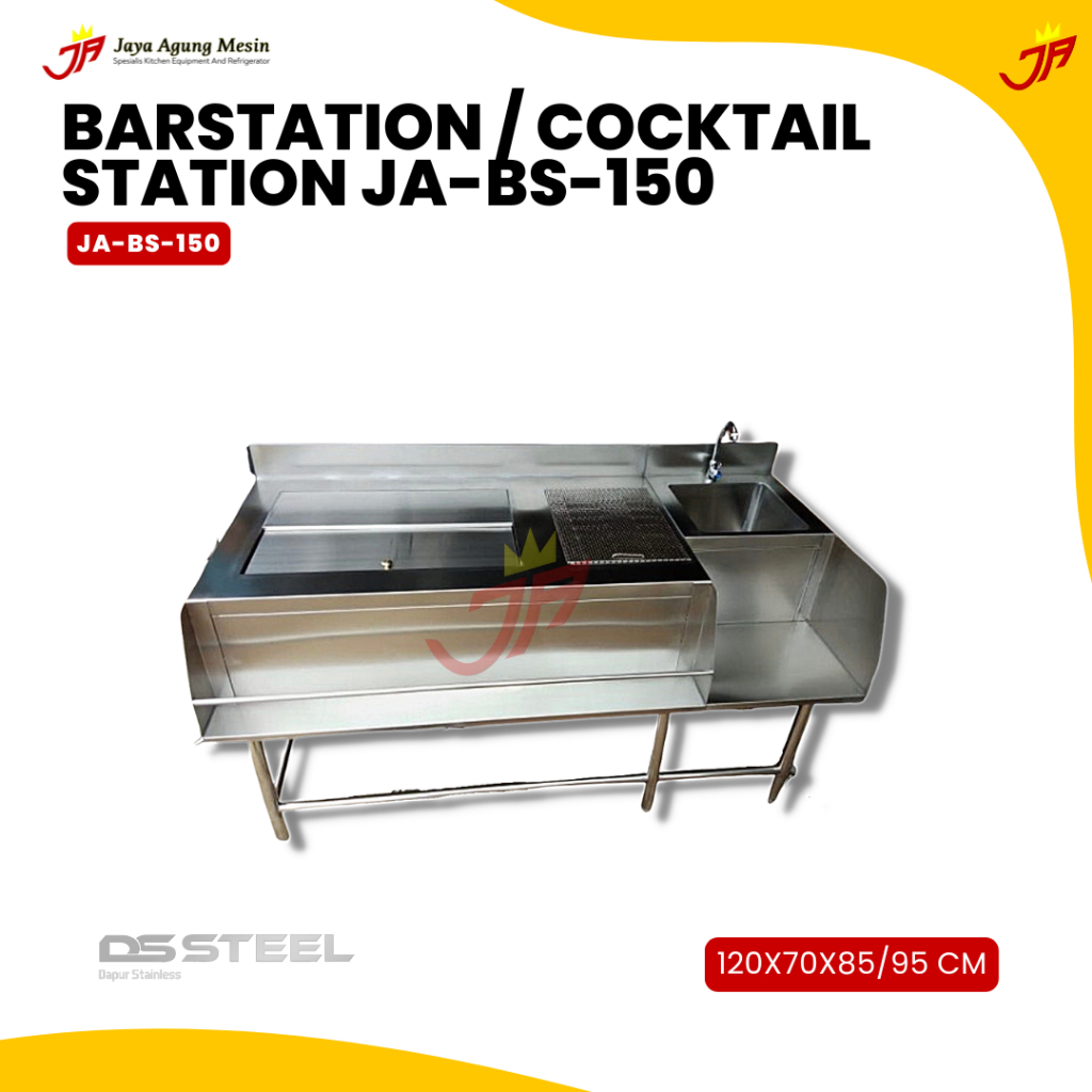 DS STEEL Barstation / Cocktail station Uk 120x70x85/95 JA-BS-150