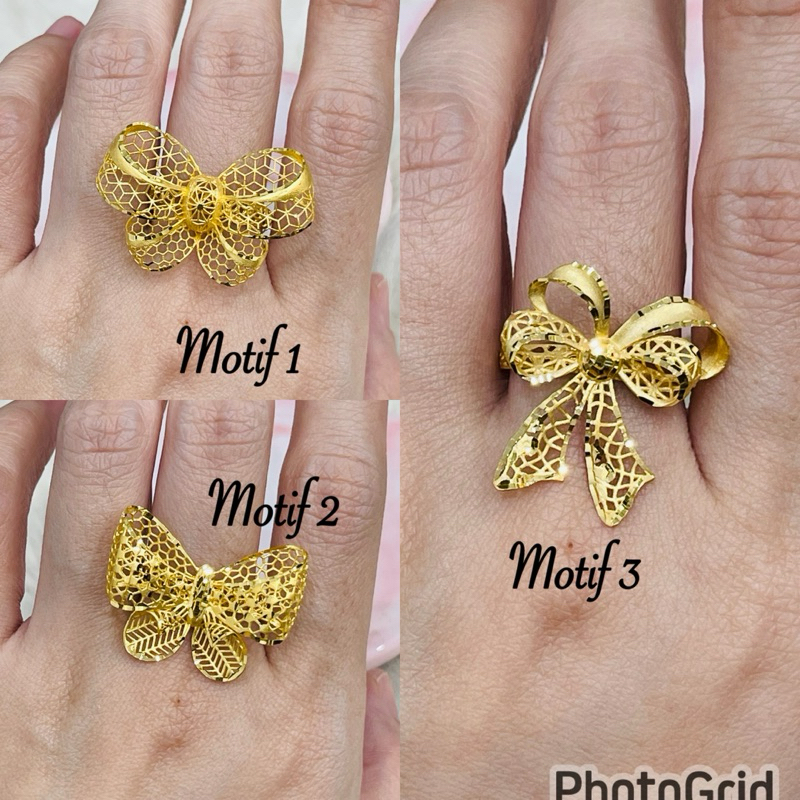 cincin pita kerawang banyak model adjust  emas asli kadar 700