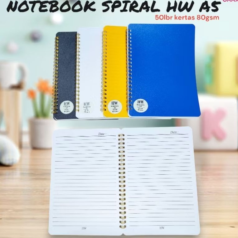 

NoteBook Spiral HW A5 50 Lembar/Per Pcs