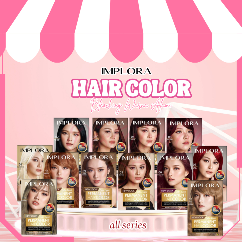 IMPLORA New Permanent Hair Color / Cat Rambut Perwarna Bleaching Warna Alami