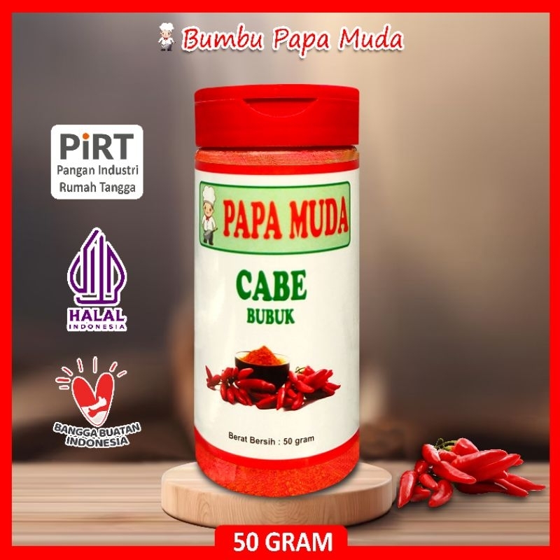 

Bumbu Papa Muda - Cabe Bubuk 50 gram - Kemasan Botol Tabur