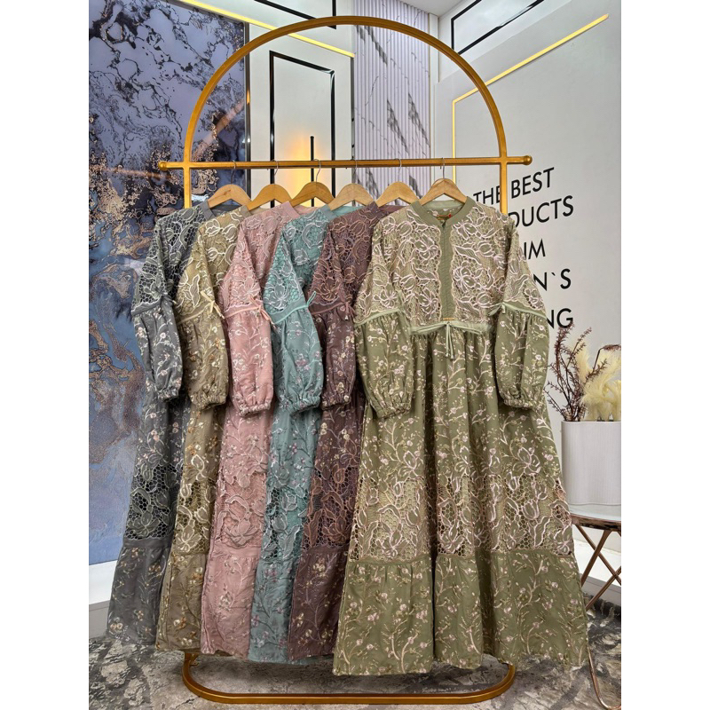 Gamis Katun Bordir Kerancang Mewah Najwa