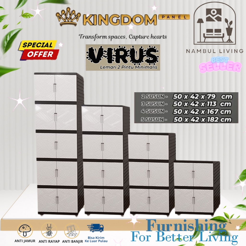 Kingdom Plast Lemari Pakaian Baju Rak Plastik Susun Tingkat Serbaguna Virus Vrz 2 3 4 5 Minimalis