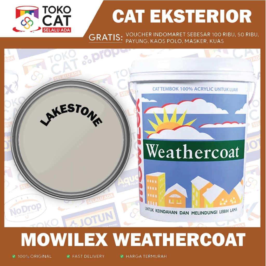 Cat Tembok Eksterior // Mowilex Weathercoat Tinting ( LAKESTONE ) 2,5 L // Kemasan Galon