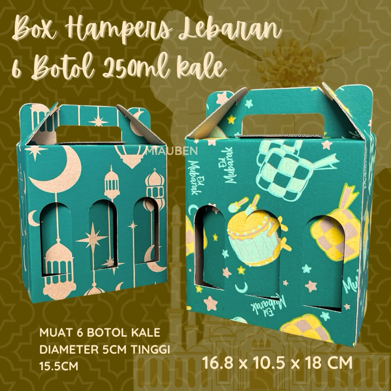 

Box hampers lebaran untuk 6 botol kale 250ml