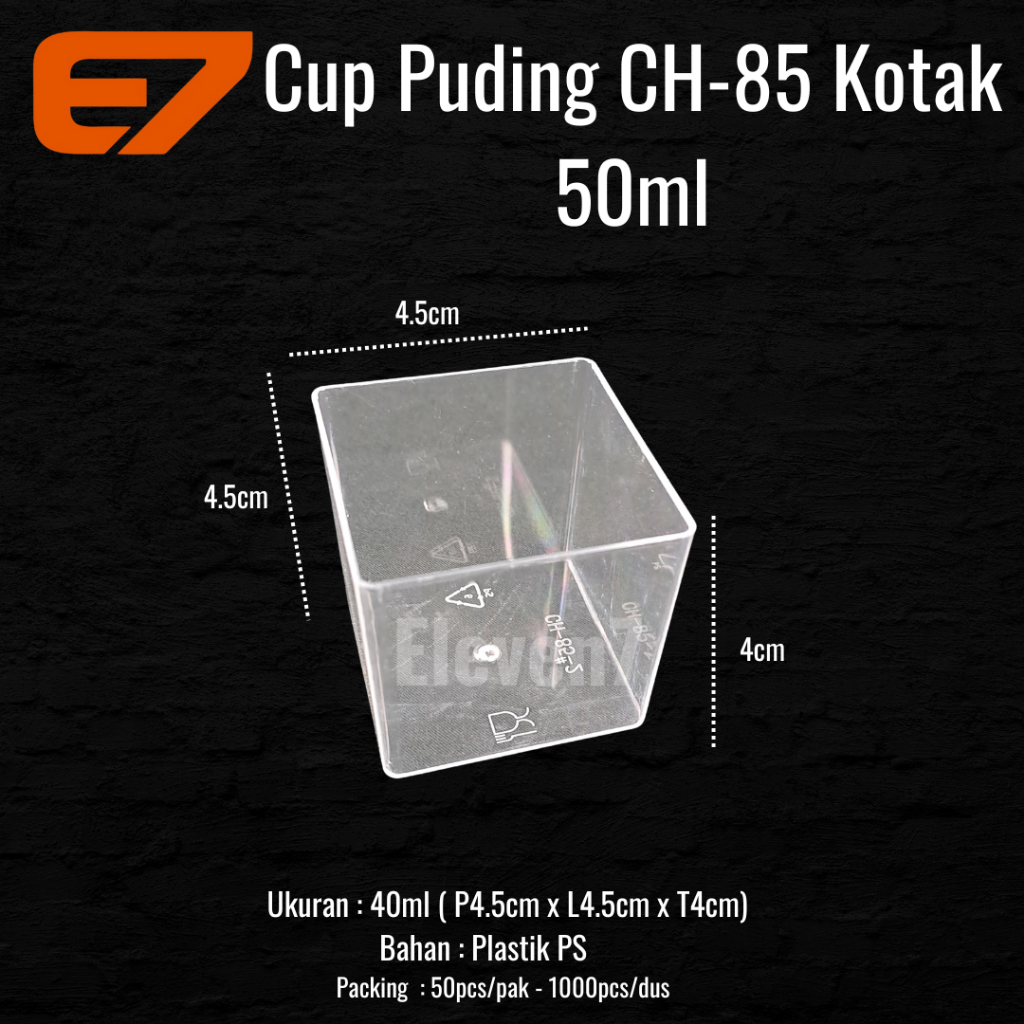 Cup Pudding Kotak 50ml - Dessert Jelly Cup CH-85 (100pcs)