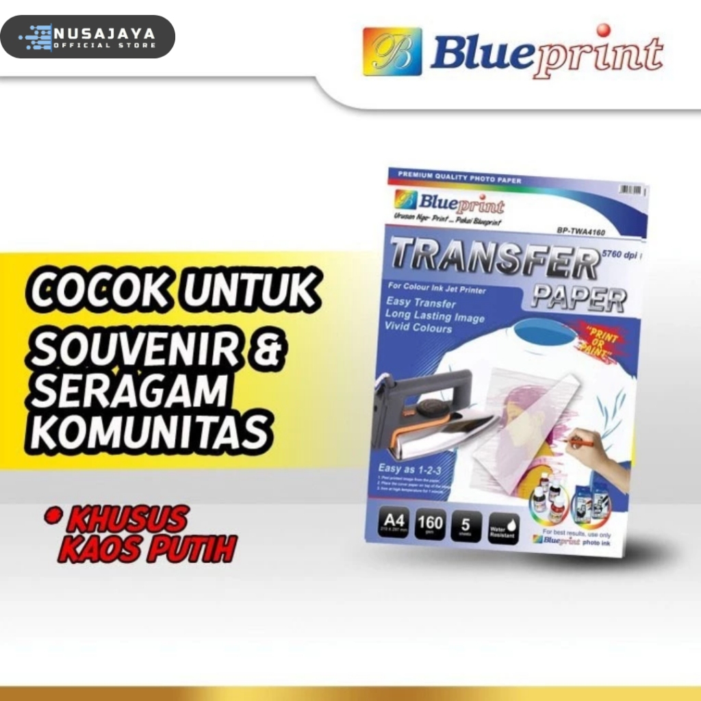 

Blueprint BP-TPA4160 Transfer Paper White A4 BP-TWA4160