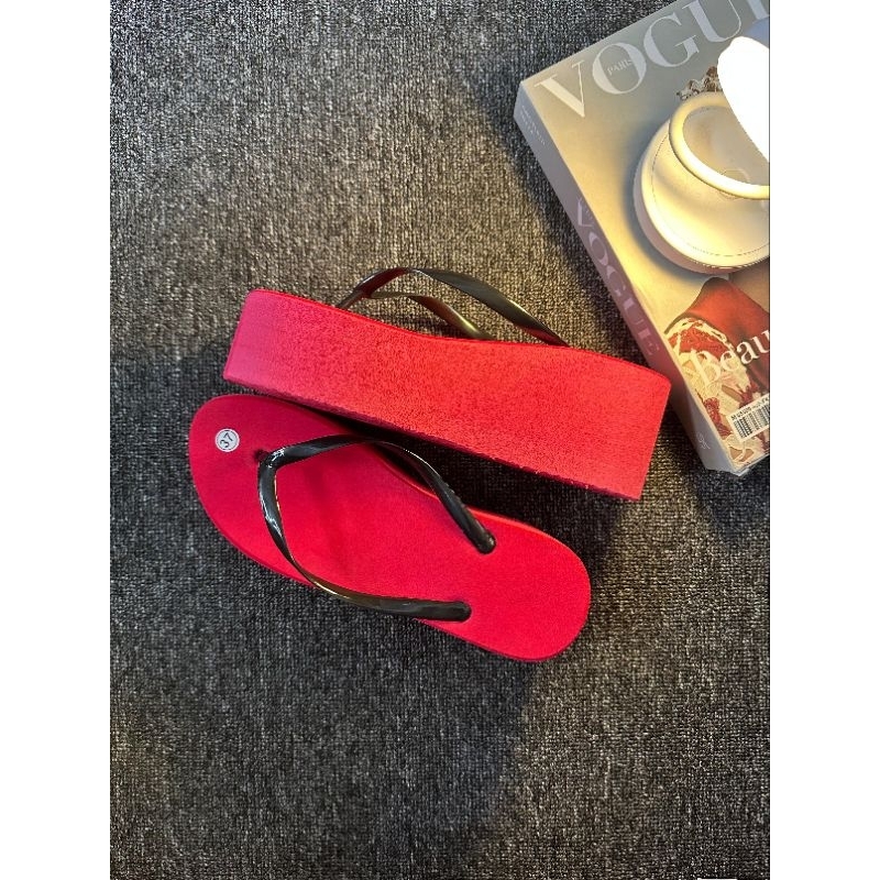 SANDAL WEDGES WARNA TALI HITAM TINGGI 7CM