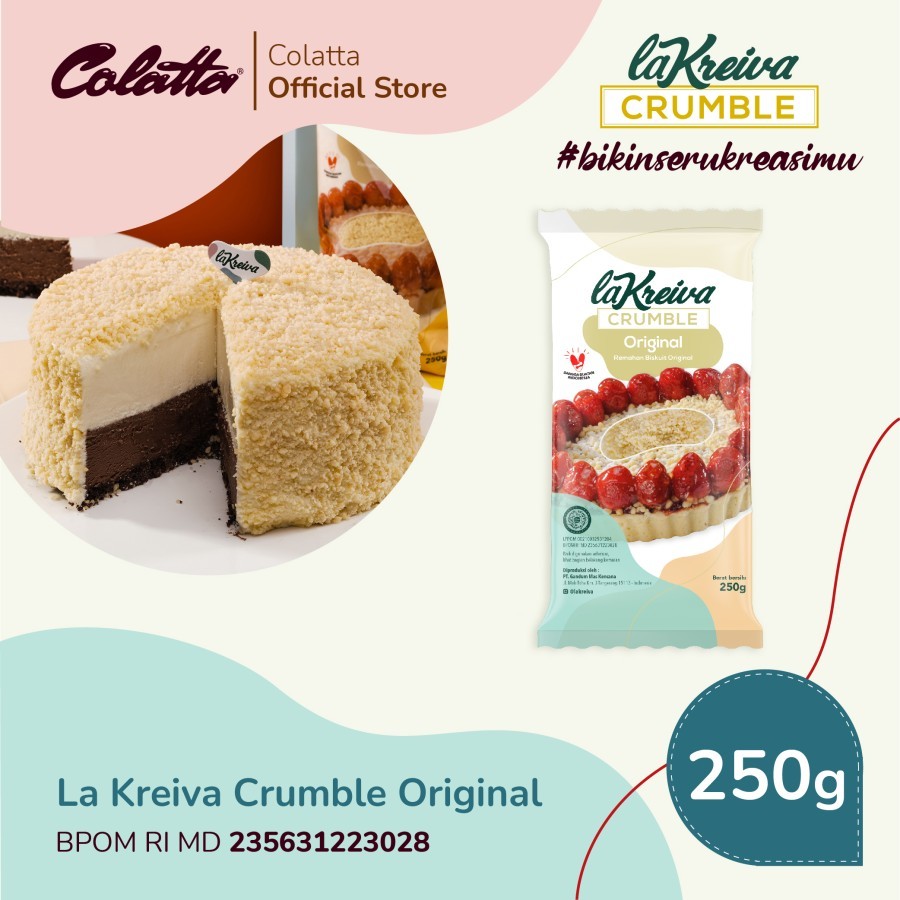 

LA KREIVA Cookie Crumble Rasa ORIGINAL 250gr Remahan Cincangan Cacahan Kue Cookies Topping Cake Roti Snack Toping Cheesecake Donat Aneka Kreasi Dessert Creamy Crunchy Renyah Murah Asli Malang Jatim