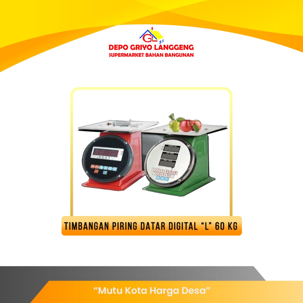 TIMB PIRING DATAR DIGITAL "L" 60 KG HIJAU / TIMBANGAN DIGITAL / TIMBANGAN BUAH
