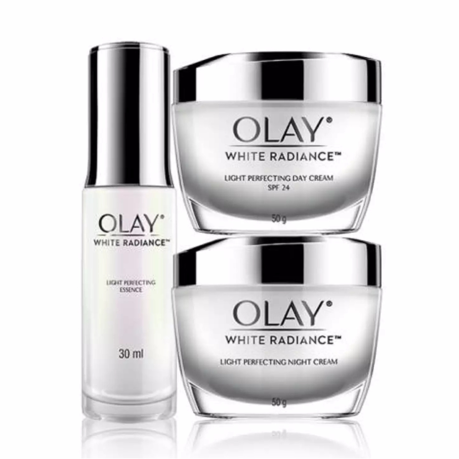 OLAY White Radiance Light Perfecting Day SPF 24 | Night Cream 50 g | Essence 30 mL | Luminous whip 5