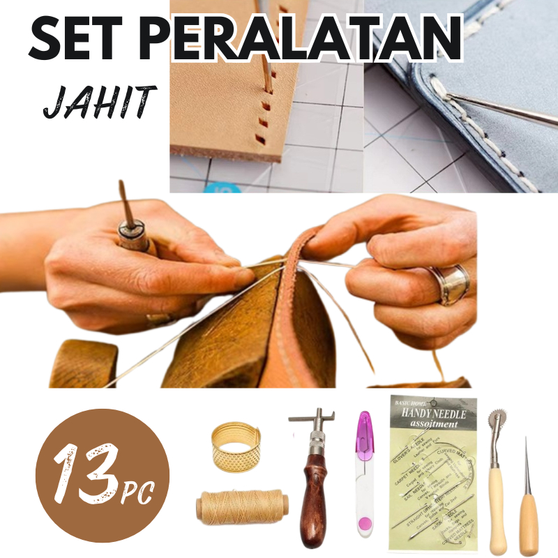 Set 13 Pc Jarum Alat Jahit Bahan Kulit Rajut Sewing Knitting Tools Manual Praktis Lengkap