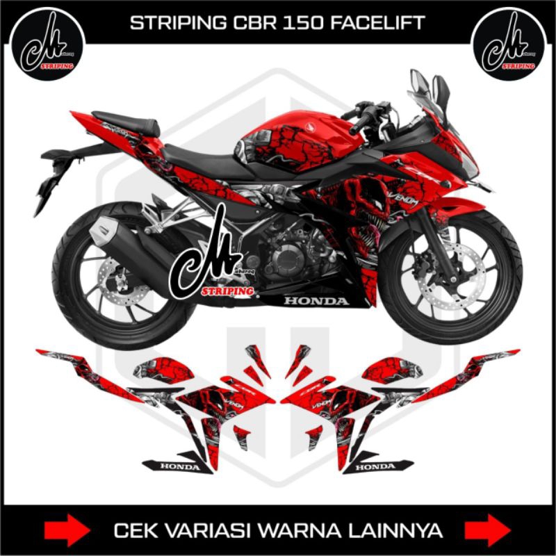 DECAL STIKER CBR 150R K45G / K45N DESAIN VENOM / STICKER STRIPING MOTOR HONDA CBR 150R FACELIFT MOTI