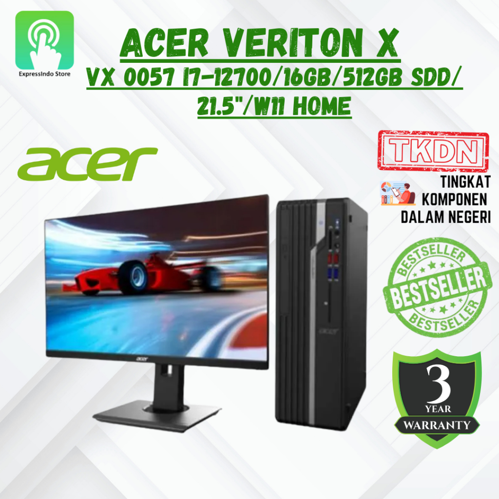 ACER PC DEKSTOP TKDN VERITON X/0057 i7-12700/16Gb/512Gb/21.5"/W11 Home