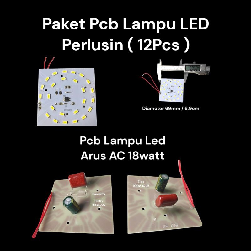 Pcb Lampu LED 18watt Perlusin Isi (12Pcs)