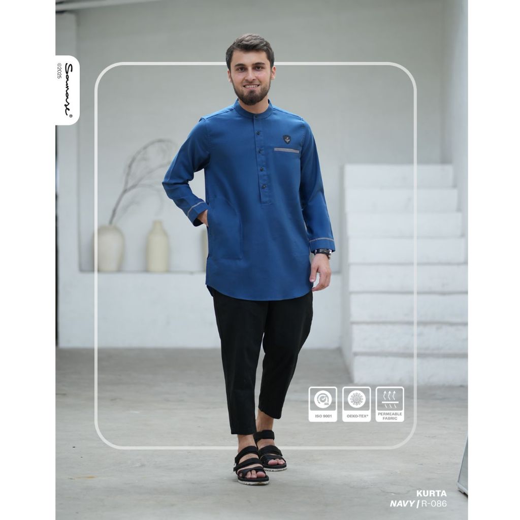 SAMASE Kurta Reguler R086 - V002 Koko Kurta Pakaian Pria Dewasa Lengan Panjang Terbaru Original 2025