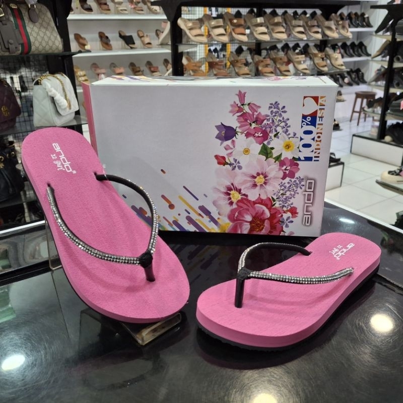 ANDO Sandal Jepit Anak Perempuan | Nice Crystal | Fuchsia