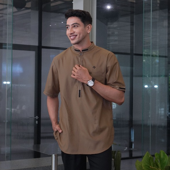 HIMADA Koko Zafar Pendek Dewasa Kurta Baju Muslim Pria Dewasa Polos Lengan Pendek Koko Sunnah
