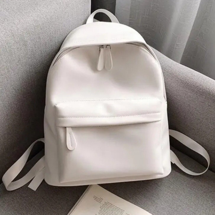New Arrival Tas Ransel Cewek Simple Anti Air Tas Cewek Sekolah Kuliah Motif Polos Warna Hitam dan Pu