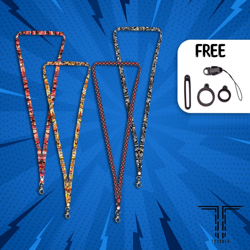 

Lanyard Id Card Name Tag 1 cm Printing 2 Sisi Tali Gantungan Handphone Free 3pcs Oring dan Kait Hp