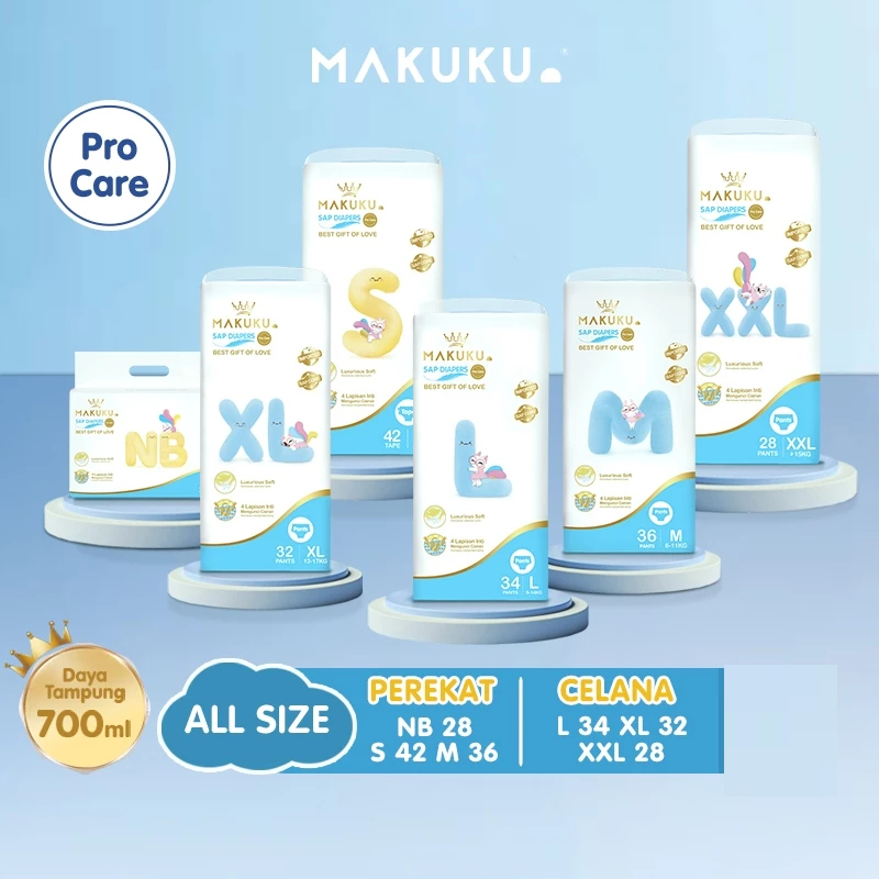 Makuku SAP Diapers Pro Care Pants/Tape Size NB/S/M/L/XL/XXL