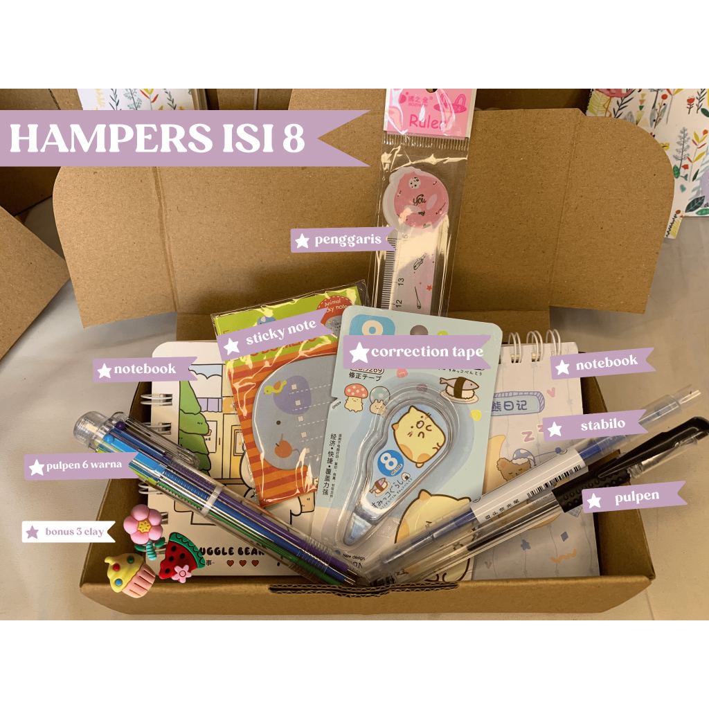 

HAMPERS ALAT TULIS ISI 8 / GIFT BOX ALAT TULIS / SOUVENIR ALAT TULIS / PAKET ALAT TULIS / HAMPERS ATK / GIFTBOX ATK / SOUVENIR ATK / KADO ALAT TULIS