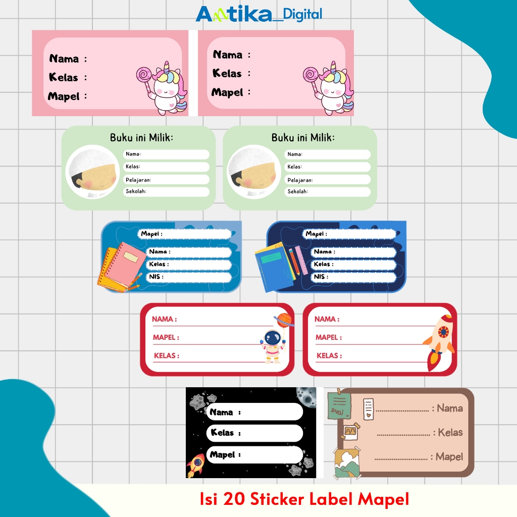 

Label Sticker Mapel ( Stiker Mata Pelajaran ) Stiker Nama Buku Tulis Sekolah - Pak ( Isi 20 Label )