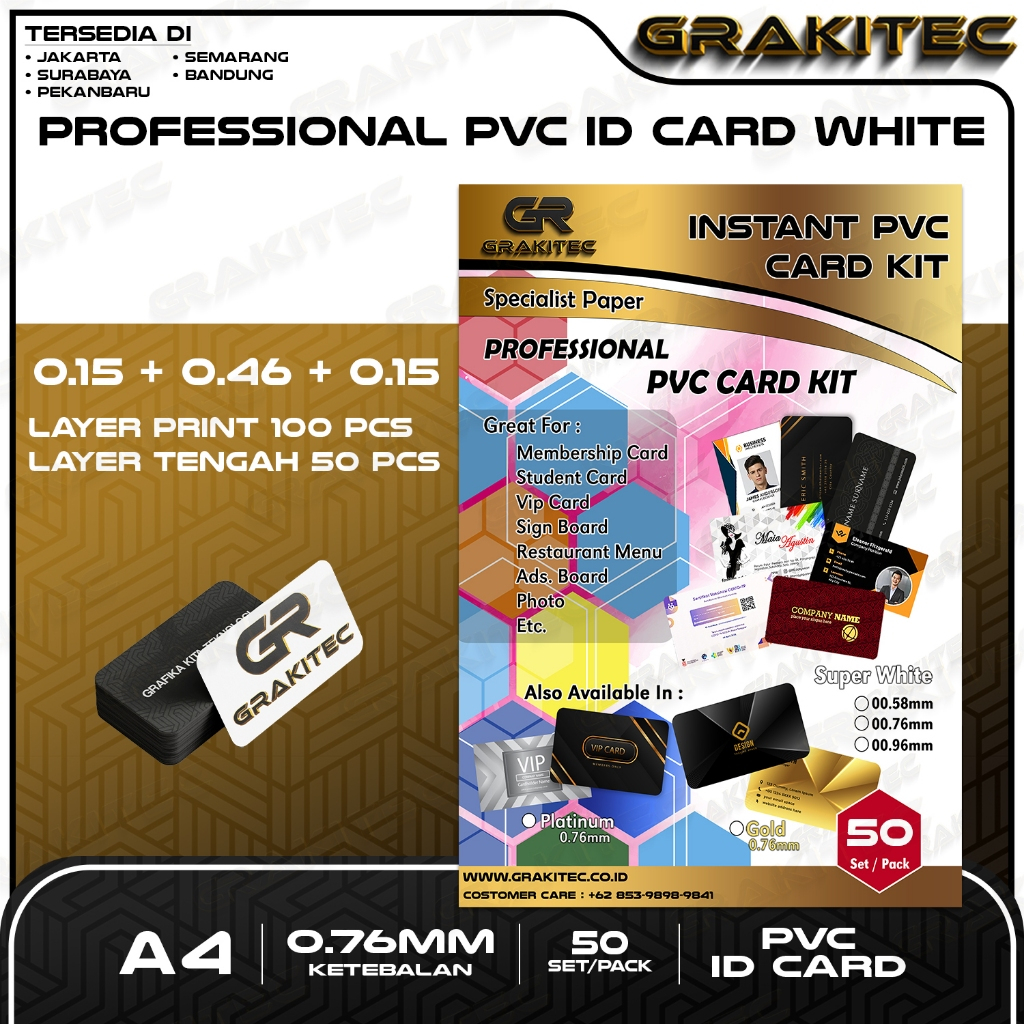 

PVC ID Card A4 PREMIUM - Kertas PVC ID Card Super White 0.76/0.96 ( ISI 50 SET ) Support Epson Canon HP Brother Grakitec