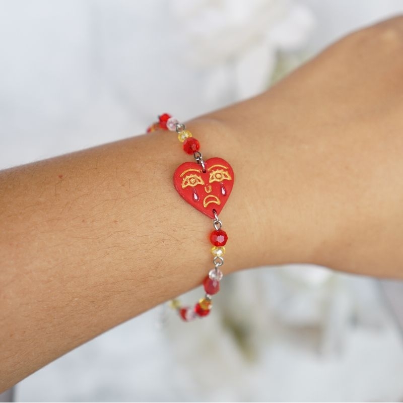 Crying Heart - Bracelet - Valentine - Handmade Polymer Clay - Gelang - Parira Clay