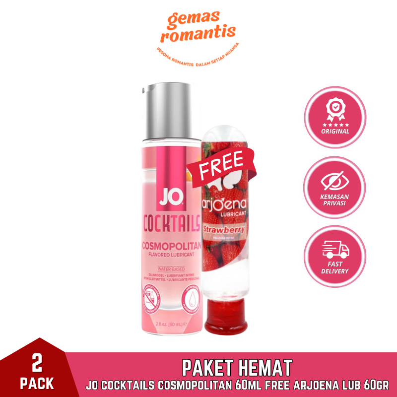 Lubricant Gel Jo Cocktails Cosmopolitan Flavour 60 ml Pelumas Waterbased FREE Lubricant Arjoena Lube