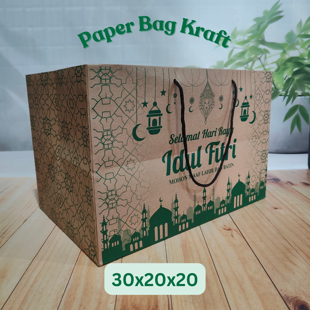 

Paper bag Lebaran Idul Fitri 30x20x20 16x16x22 KRAFT 150g