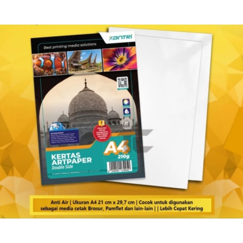 Kertas Art Paper Glossy Double Side A4 210gsm isi 20 lembar