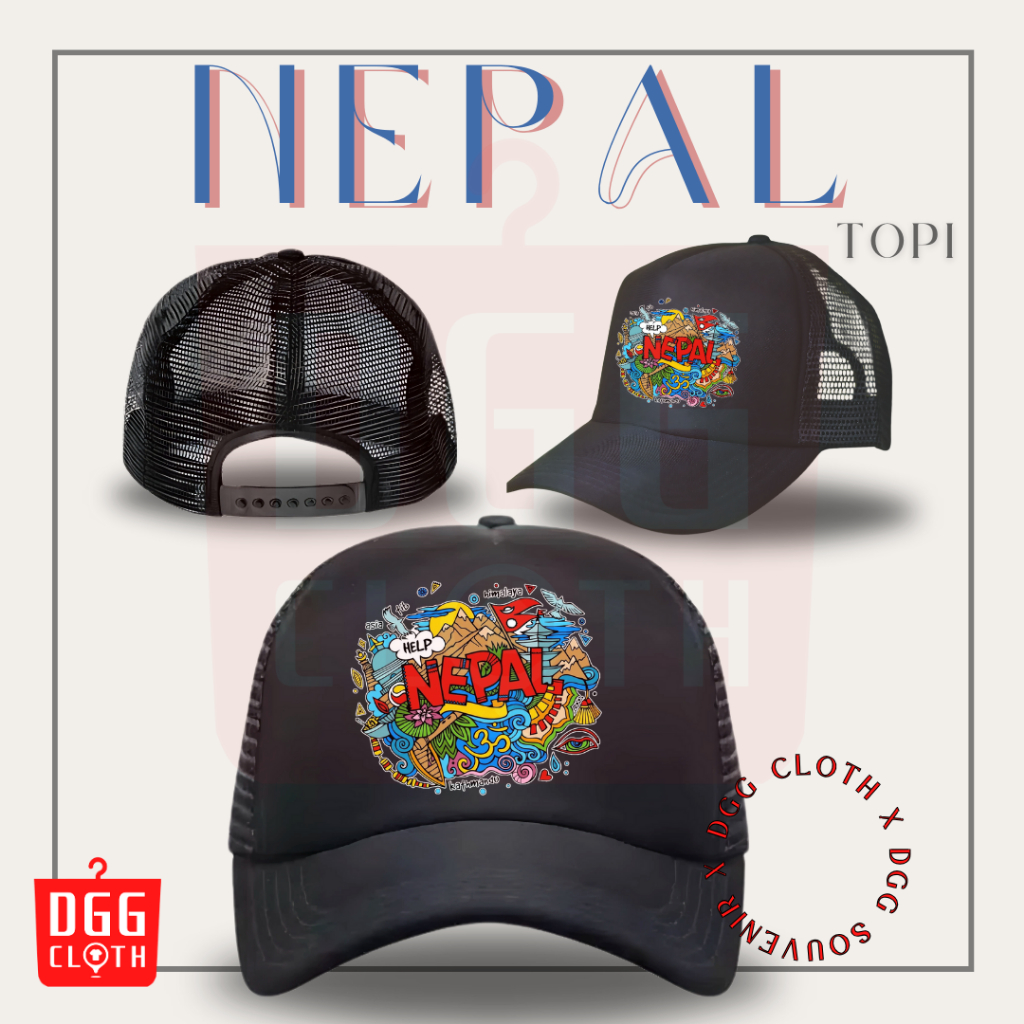 DGGCloth Topi Souvenir Negara Nepal  - Topi Trucker Oleh Oleh Nepal 2