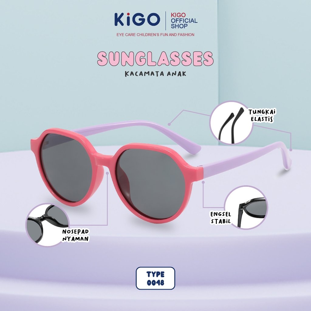 Kigo Kacamata Hitam Anak Sunglasses Polarized Fashionable untuk Laki - Laki dan Perempuan 0048