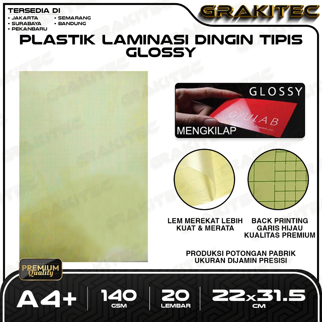 

PLASTIK LAMINATING DINGIN A4+ / A4 20 LEMBAR GLOSSY & DOFF LAMINASI DINGIN
