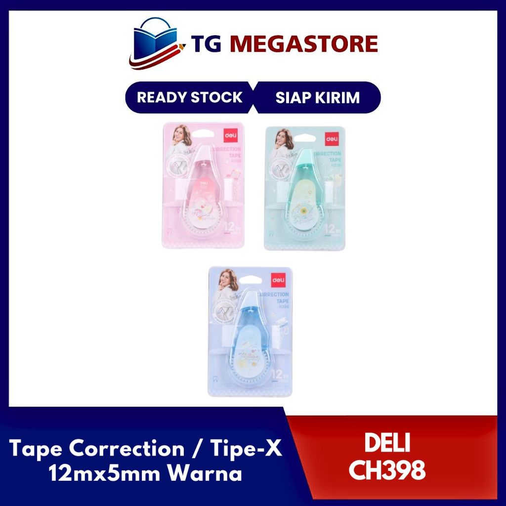 

Tape Correction Deli / Tipe-X 12mx5mm Warna [ Edisi AGNEZ MO ] - CH398