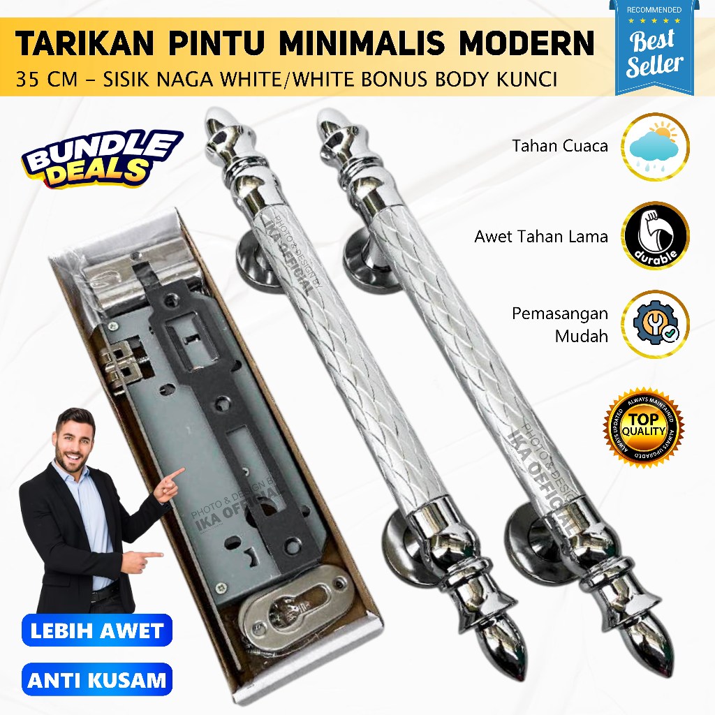 PAKET Slot Selot Kunci Handle Gagang pintu rumah set kunci Panjang 35 cm / Handle pintu rumah kamar 